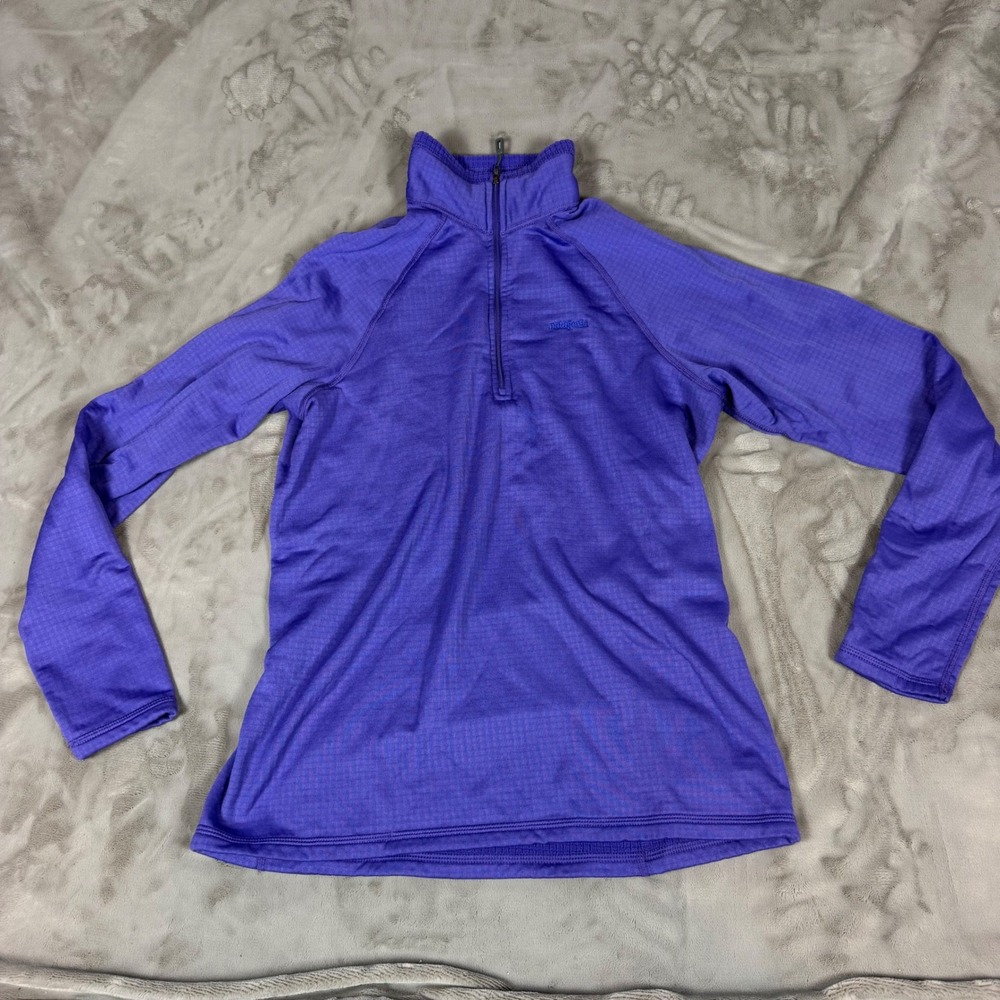 Patagonia Womens Purple Capilene Thermal Weight Grid Fleece Quarter Zip Large